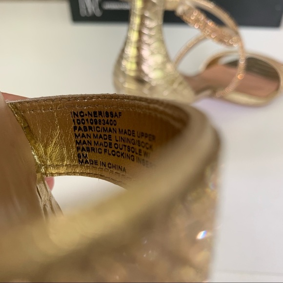 INC international concepts nerissa sandals gold block heel women’s size US 6 M - Picture 7 of 8